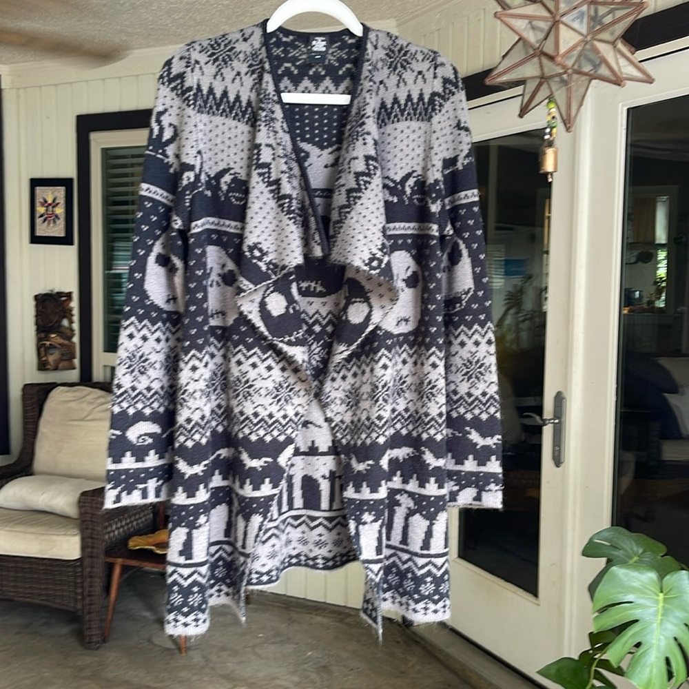 Super Cute Nightmare Before Christmas Sweater! Draped Cardigan Adult size 10/12